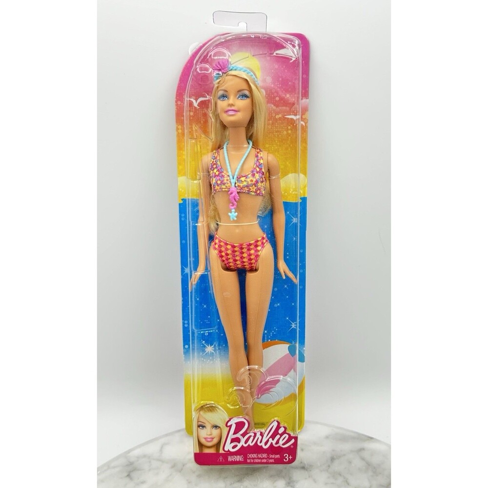 Mattel Barbie Beach Bikini Summer Fun Seashells X9598 2012 New Small Box Damage